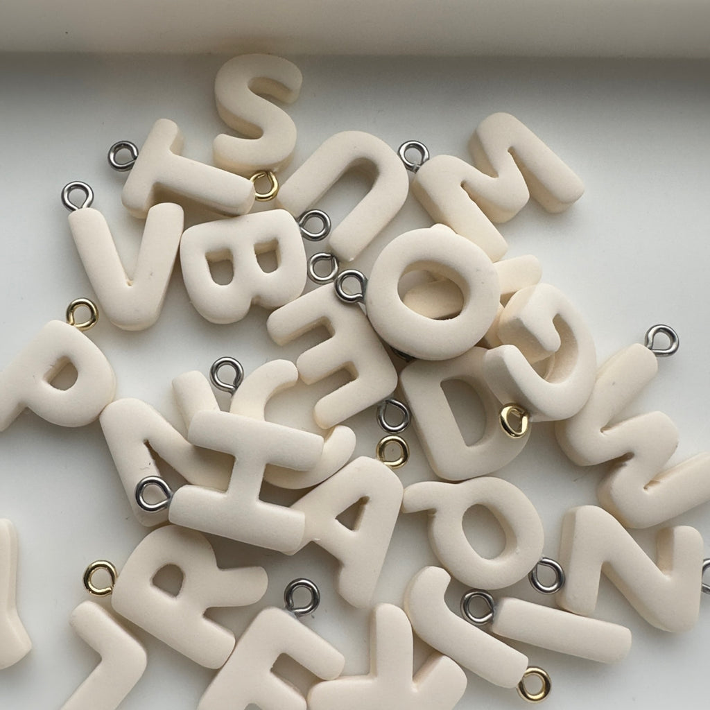 Cream Cutout Initial Charms
