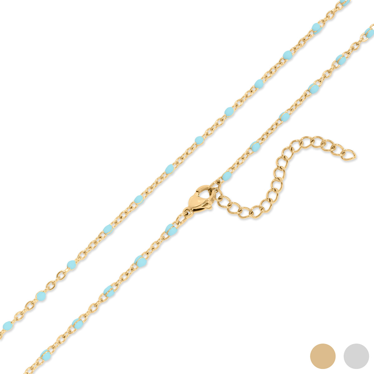 Fine chain necklace with turquoise bead accents