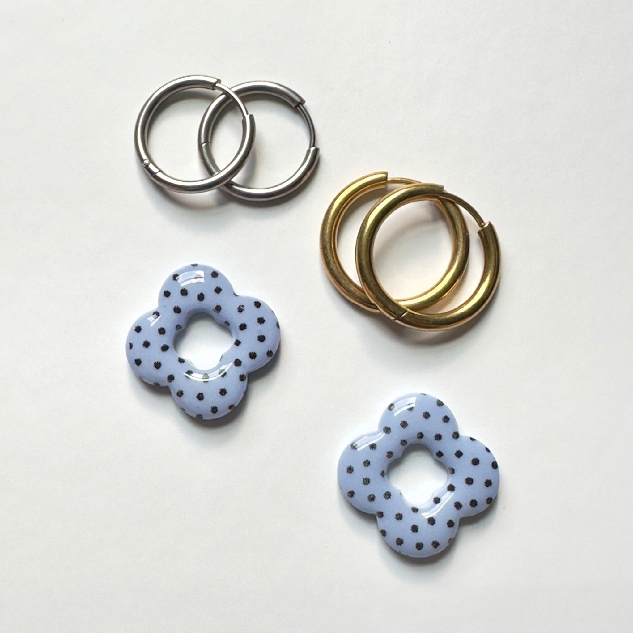 Dot & Dash Clover Hoop Charms