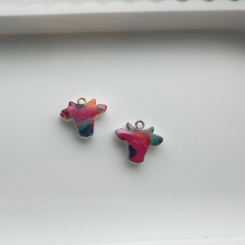 Wild at Heart Watercolor Cow Charm