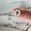 White Cross Enamel Charm