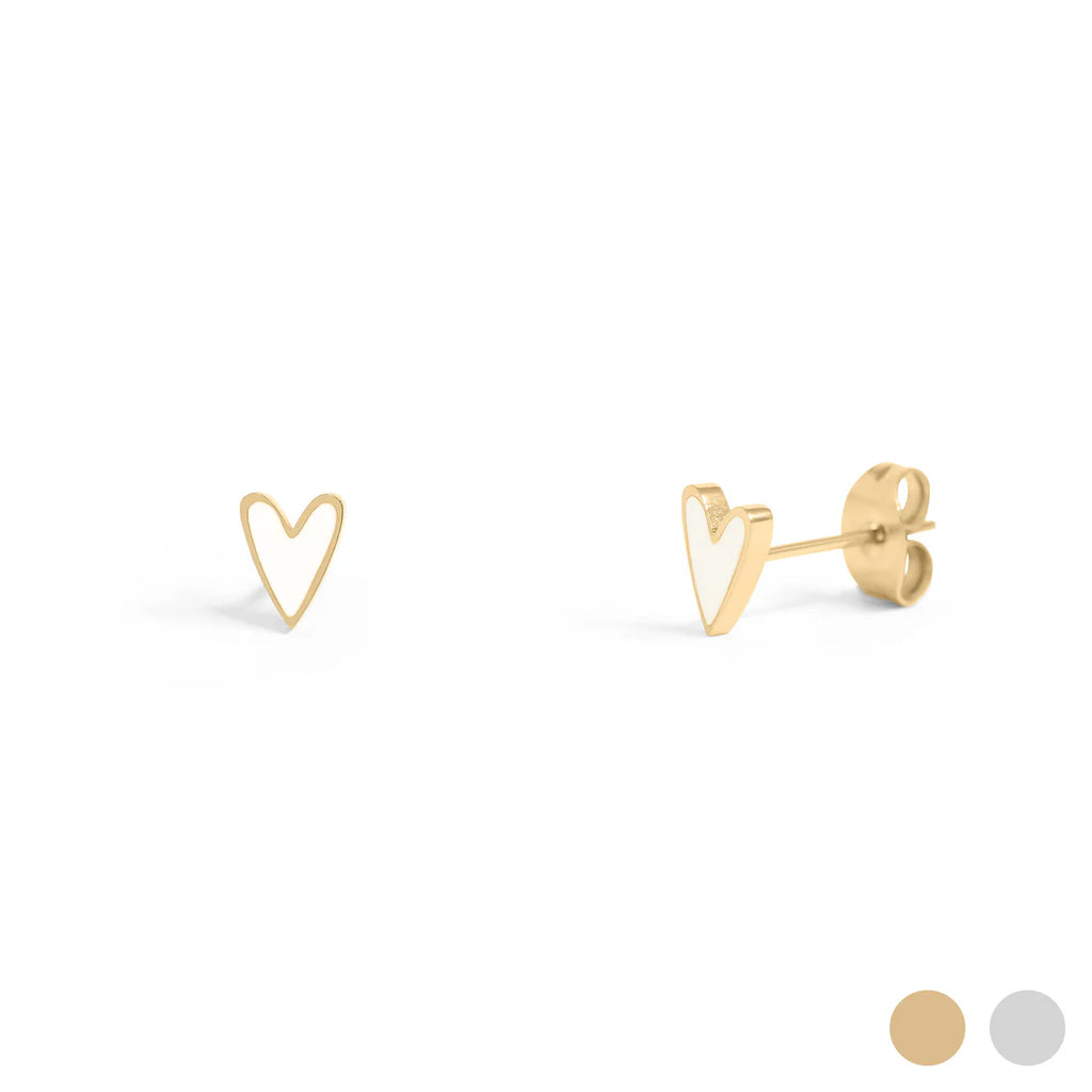 Soft Spot White Heart Stud Earrings