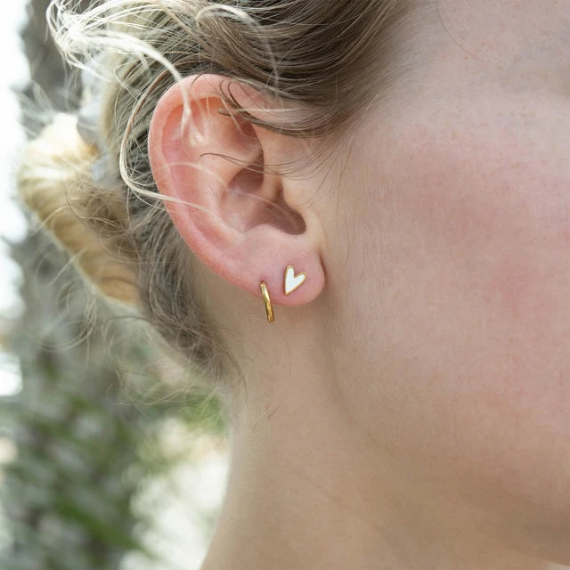 Soft Spot White Heart Stud Earrings