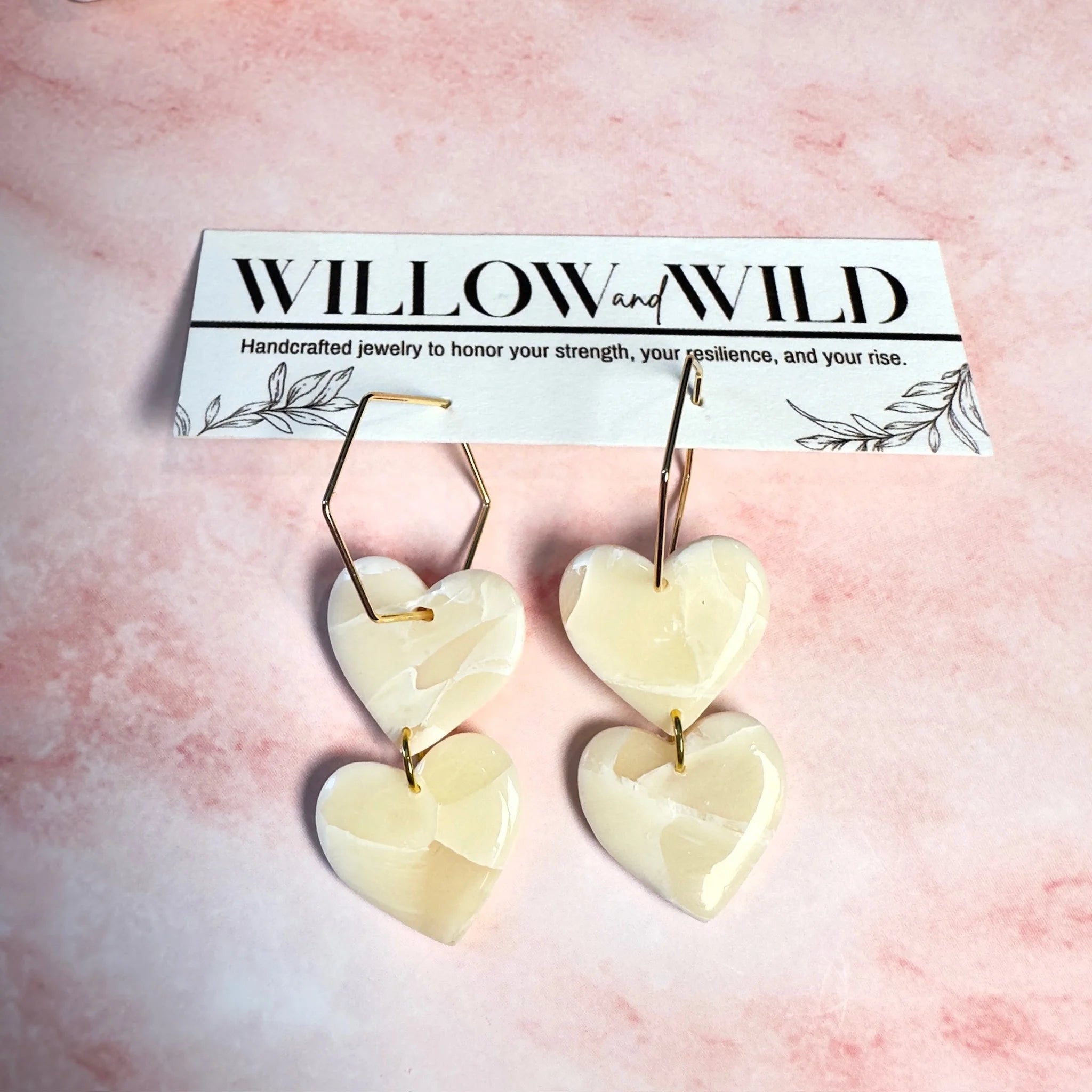 Ever Yours Marble Heart Hoops