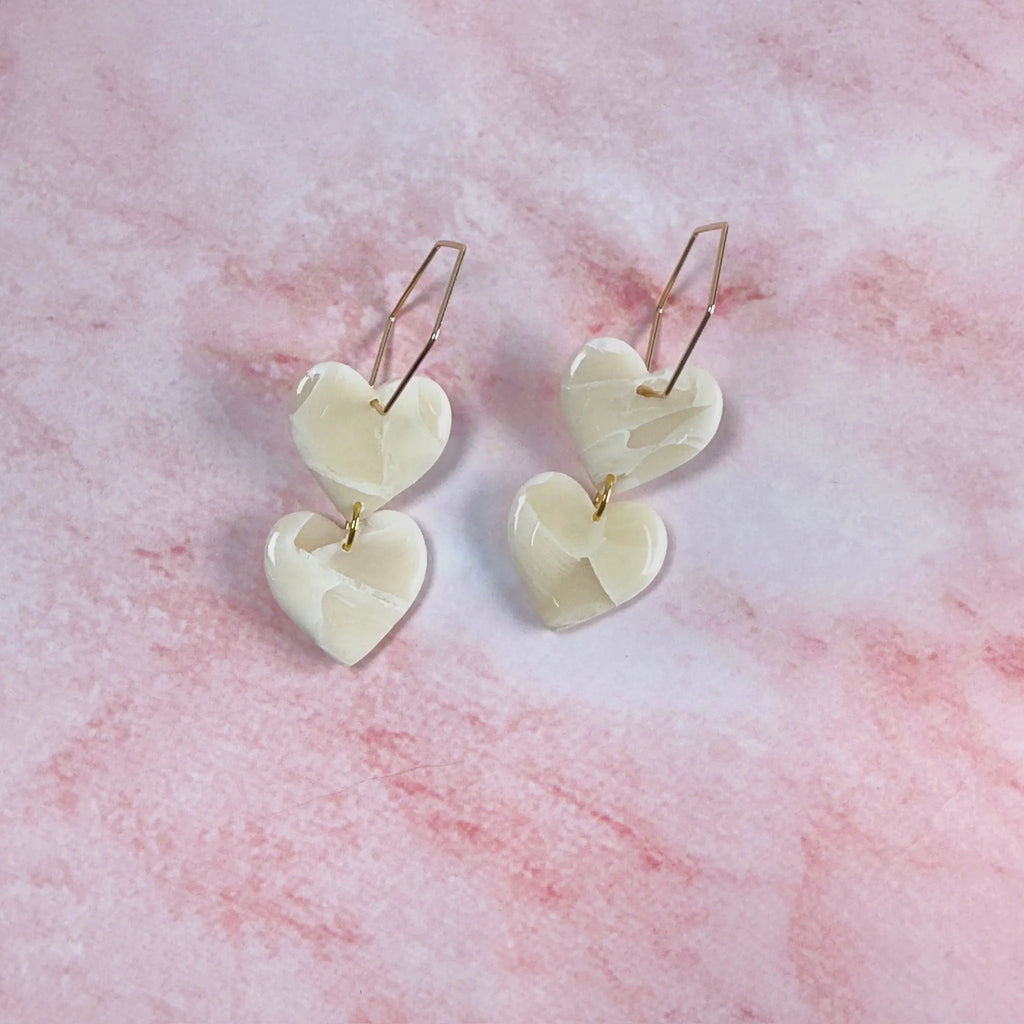 Ever Yours Marble Heart Hoops