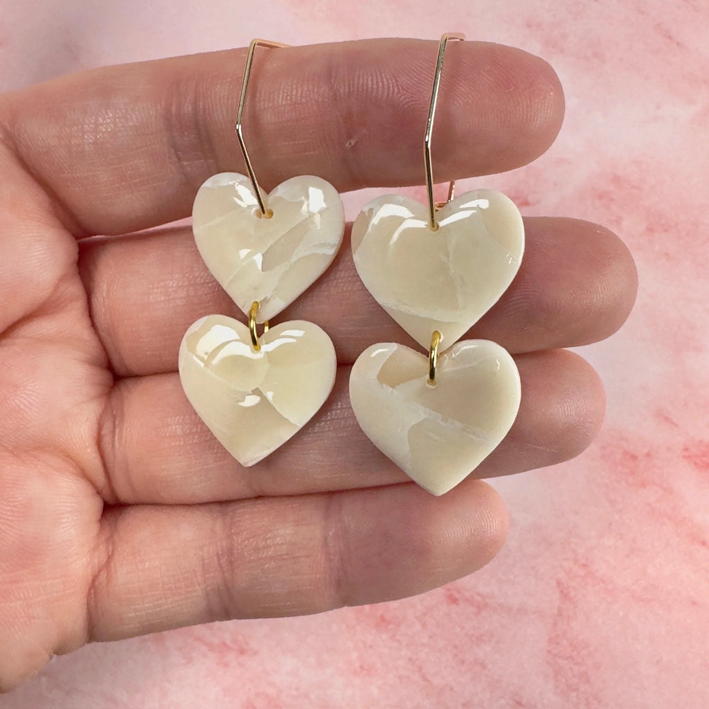 Ever Yours Marble Heart Hoops