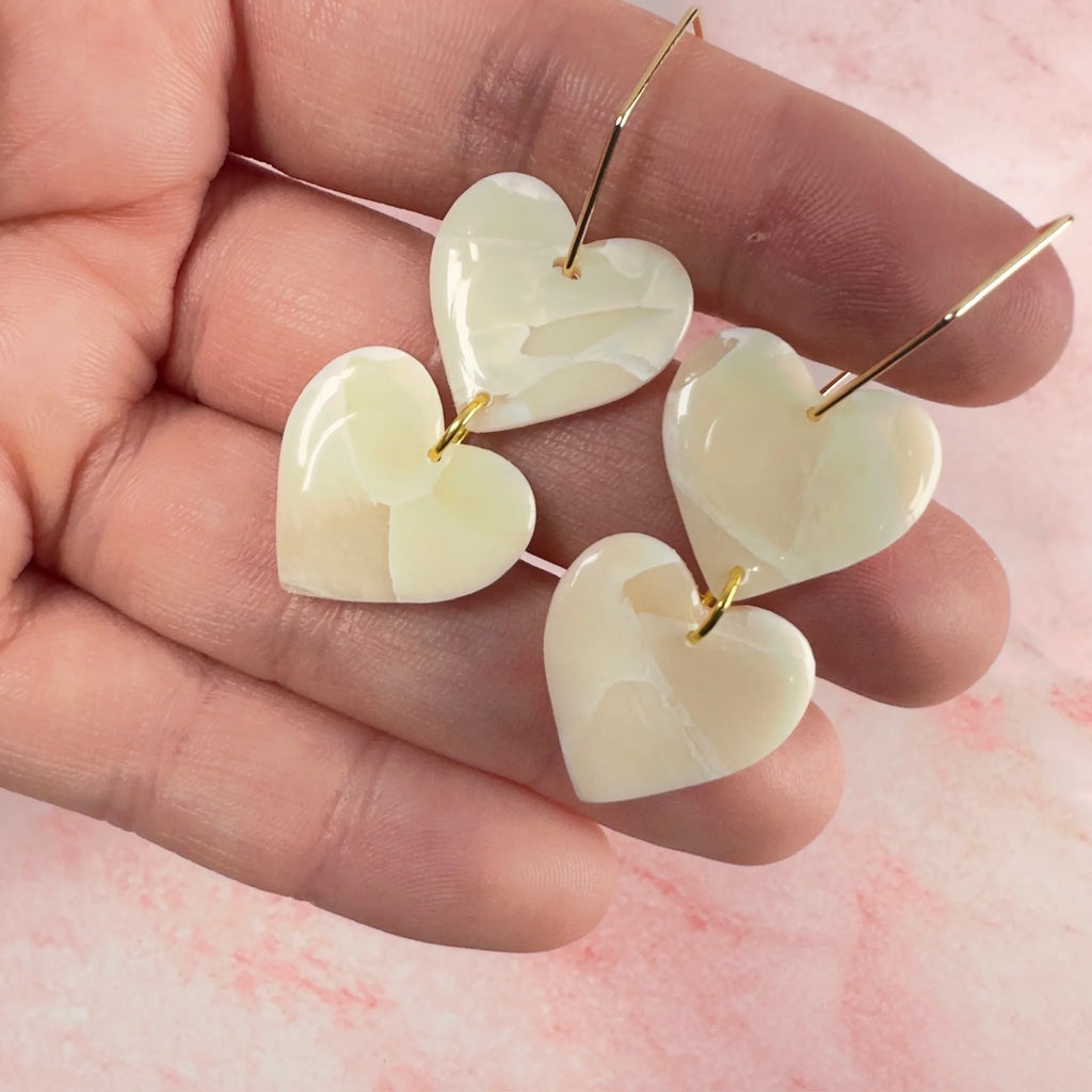 Ever Yours Marble Heart Hoops