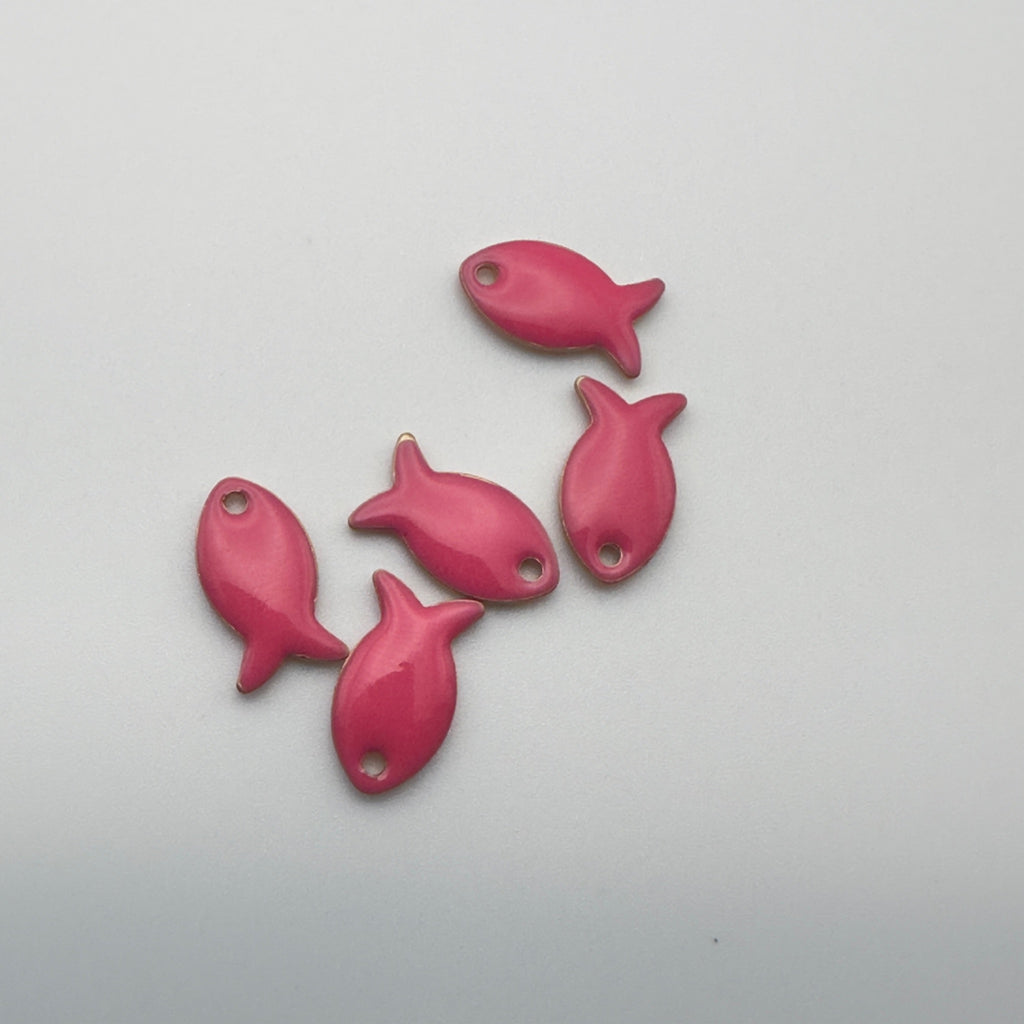 Pink Enamel Fish Charm