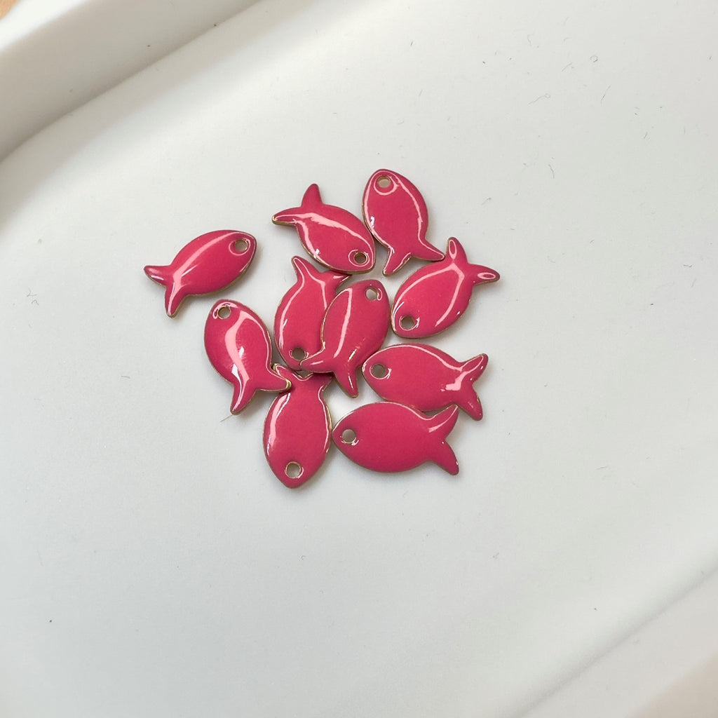 Pink Enamel Fish Charm