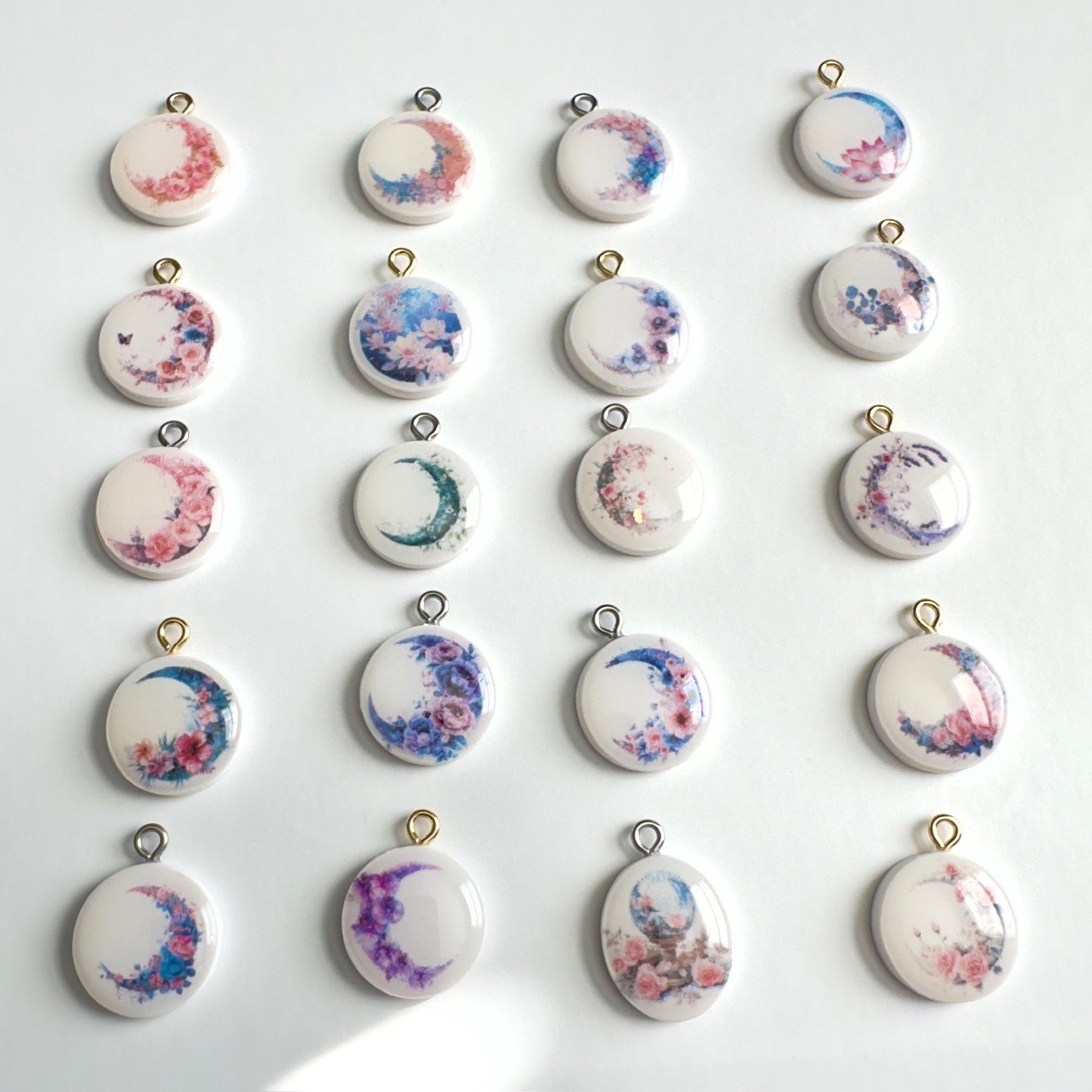 Moonlit Garden Floral Moon Charm