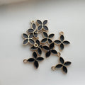 Black Flower Enamel Charm (Four Petals)