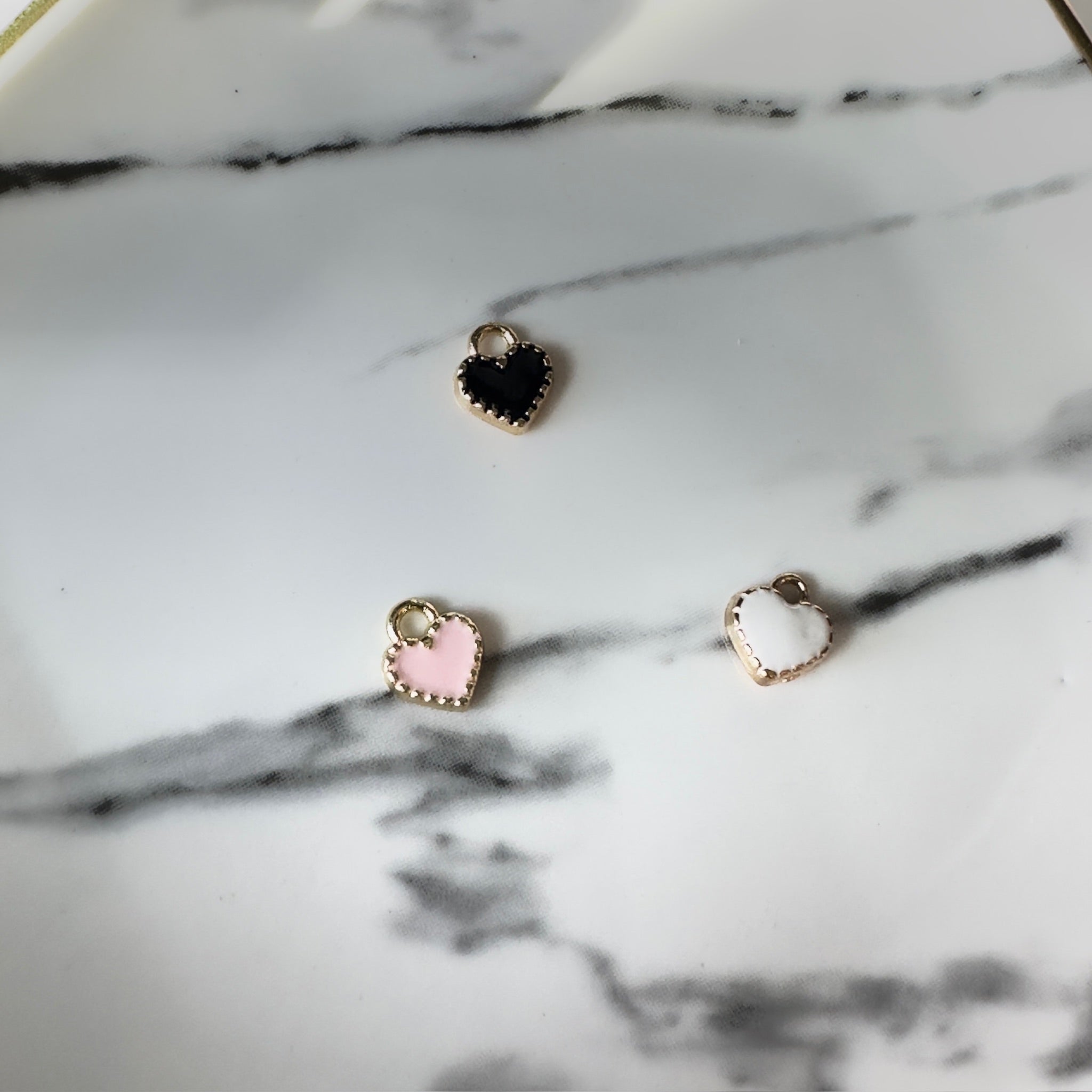 Pink Enamel Heart Charm