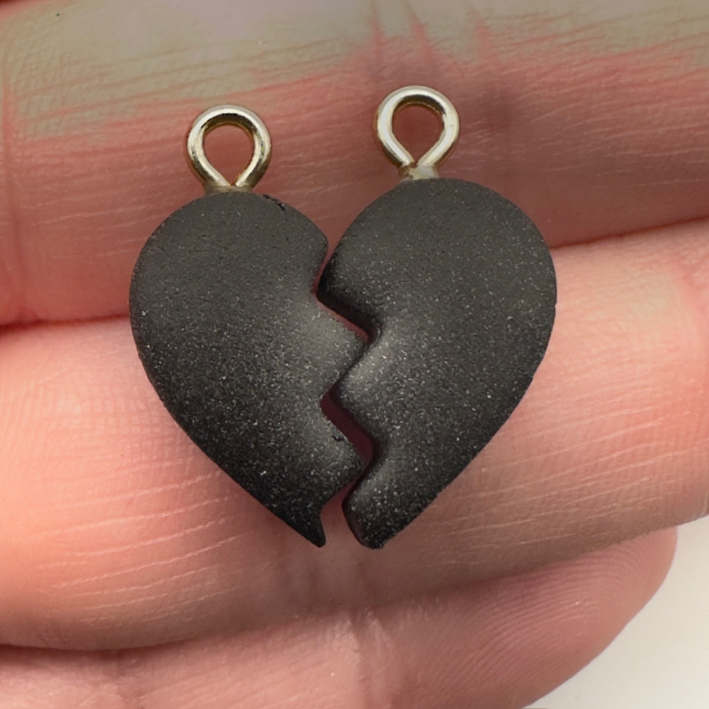 Beautifully Unbroken Heart Charm Set in Black