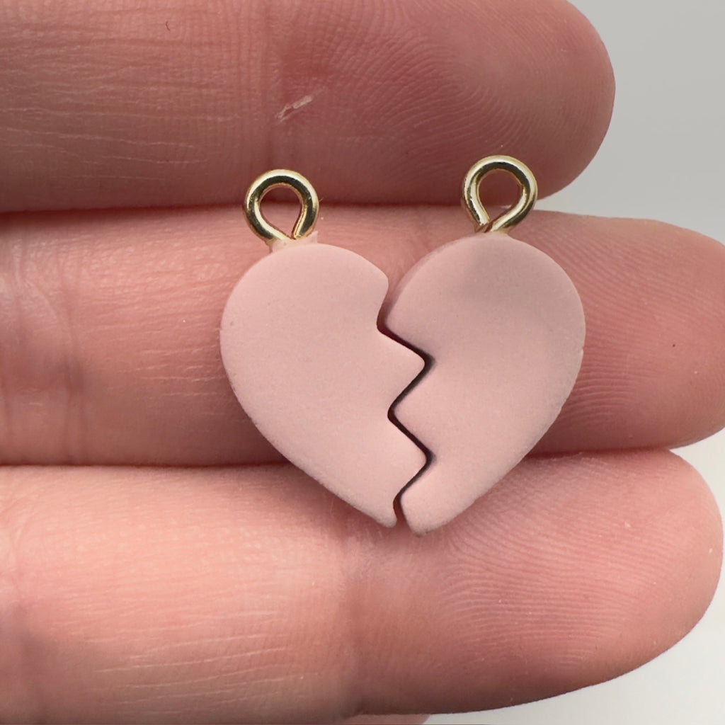 Beautifully Unbroken Heart Charm Set in Dusty Pink