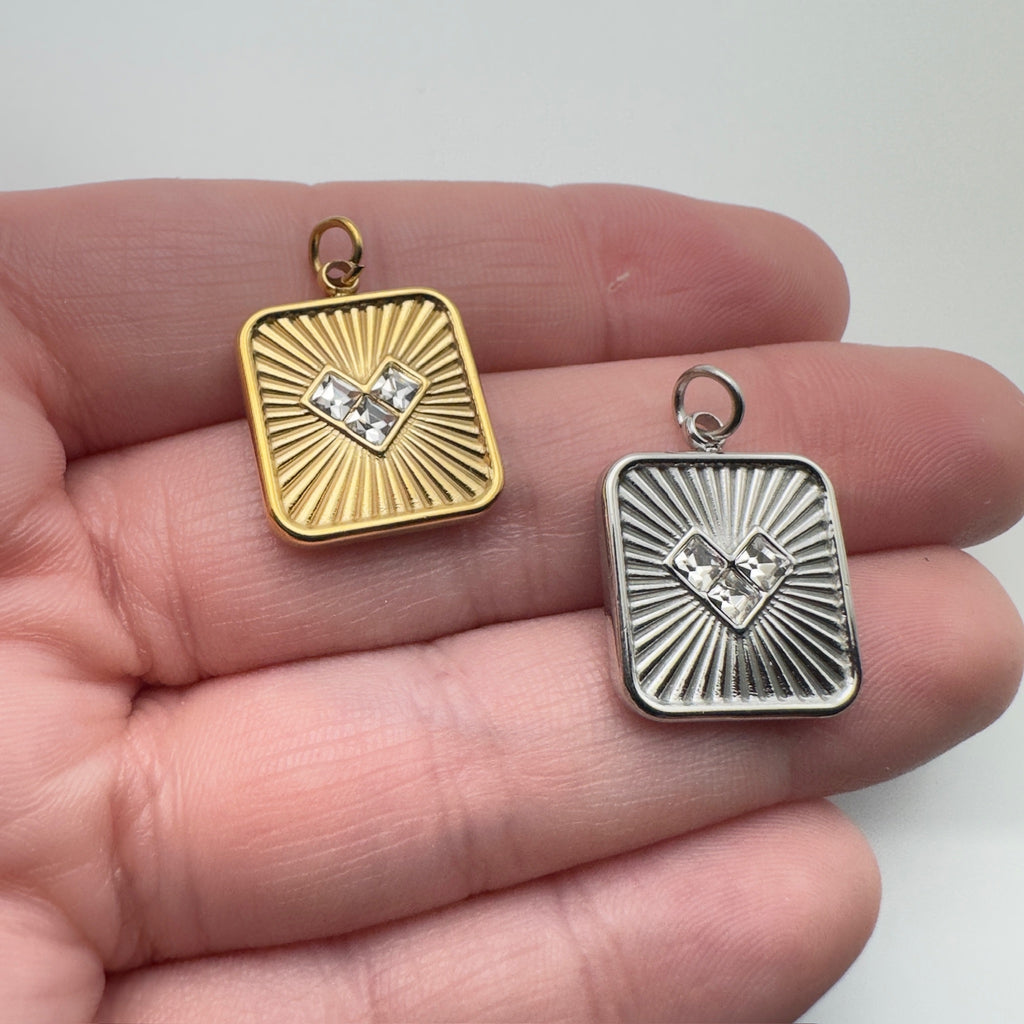 Textured Heart Pendant Charm - PVD