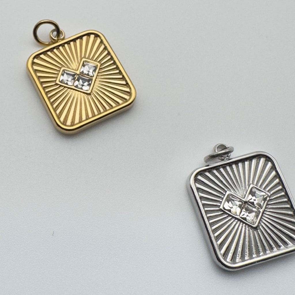 Textured Heart Pendant Charm - PVD
