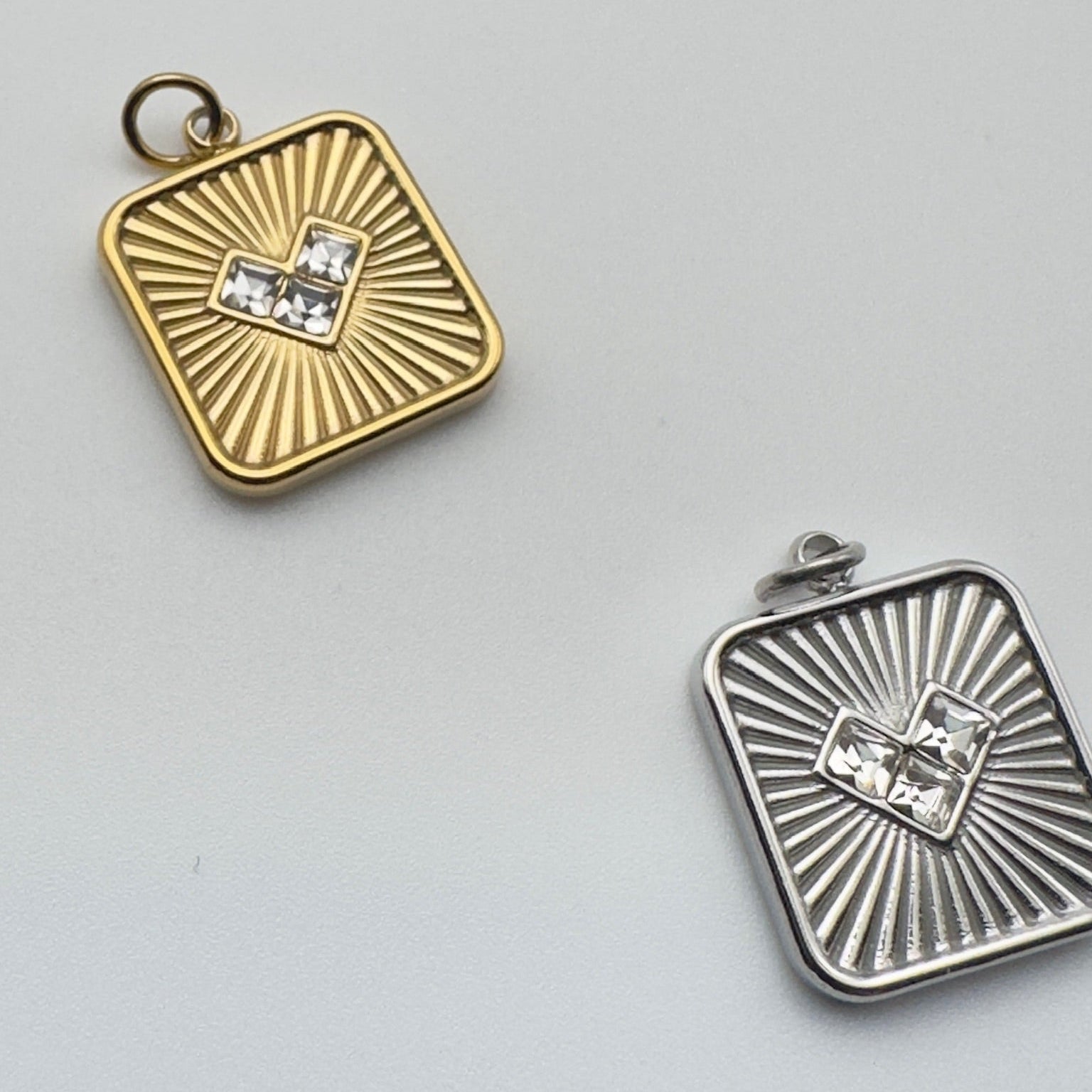 Textured Heart Pendant Charm - PVD