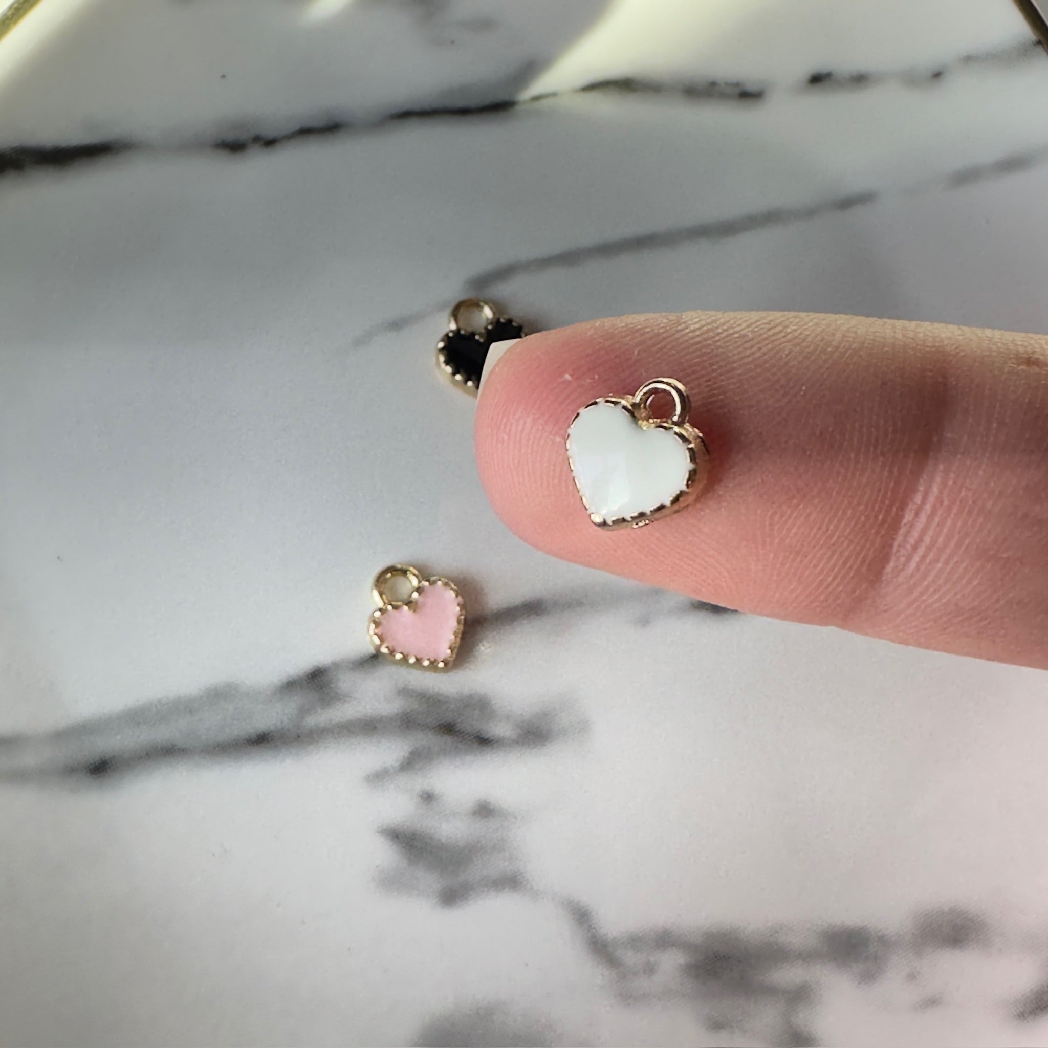 White Enamel Heart Charm
