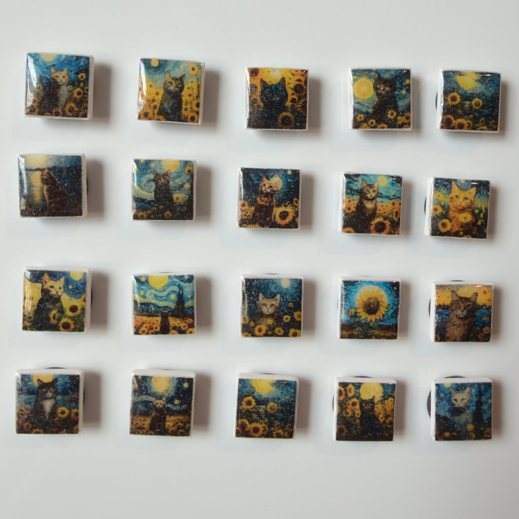 Cats Under a Wild Sky Mini Magnet Set - Set of 5