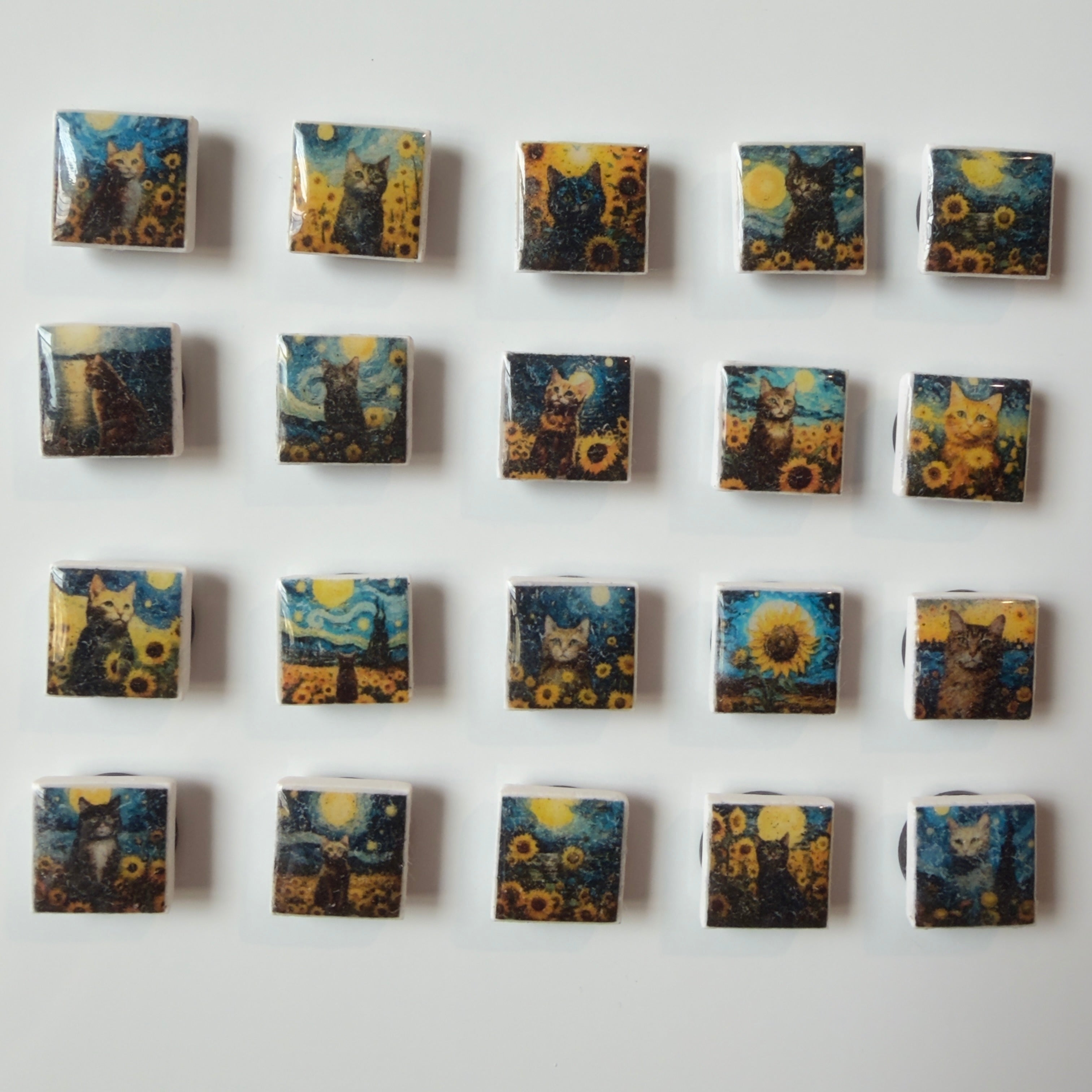 Cats Under a Wild Sky Mini Magnet Set - Set of 5