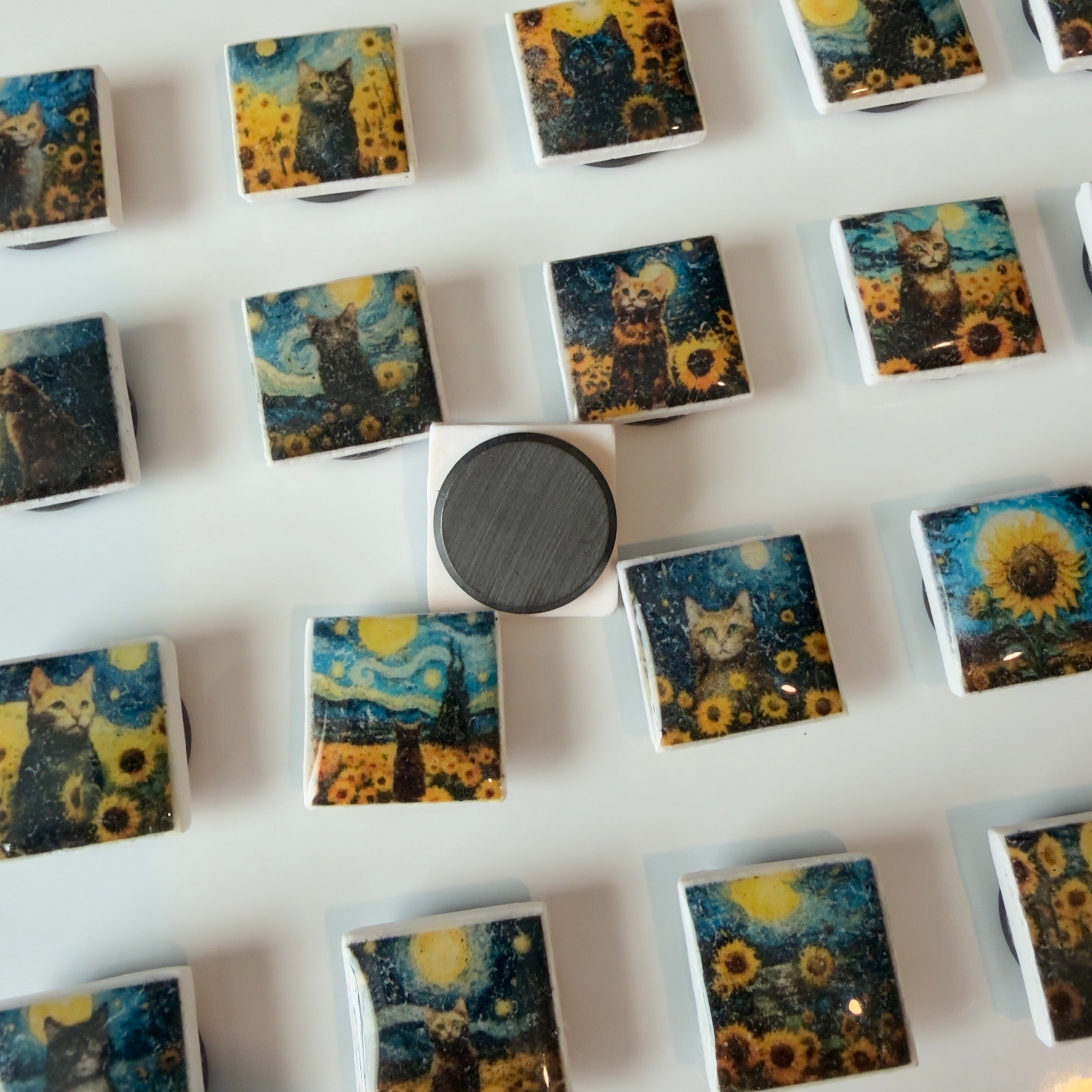 Cats Under a Wild Sky Mini Magnet Set - Set of 5