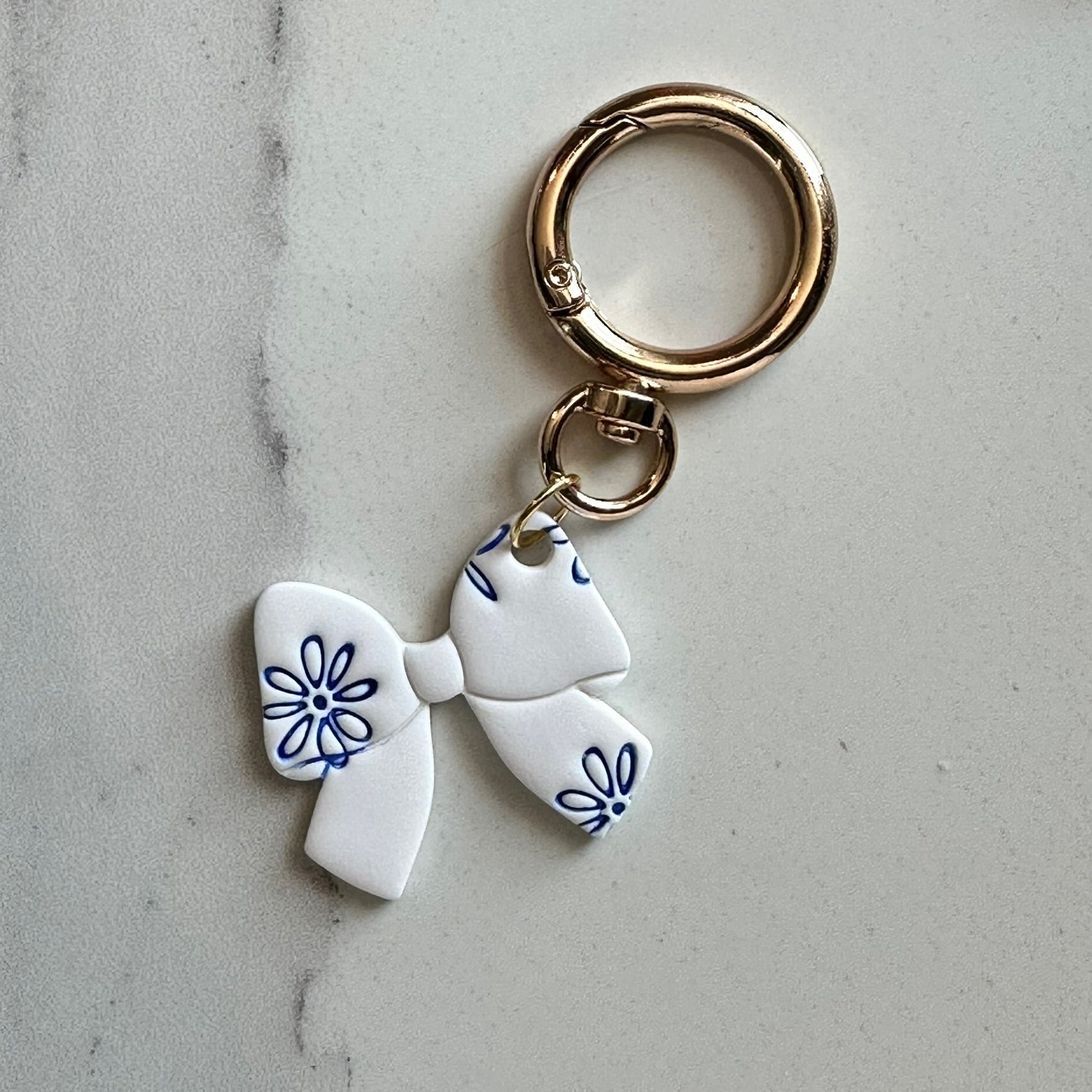 Blue Bloom Bow Keychain Charm