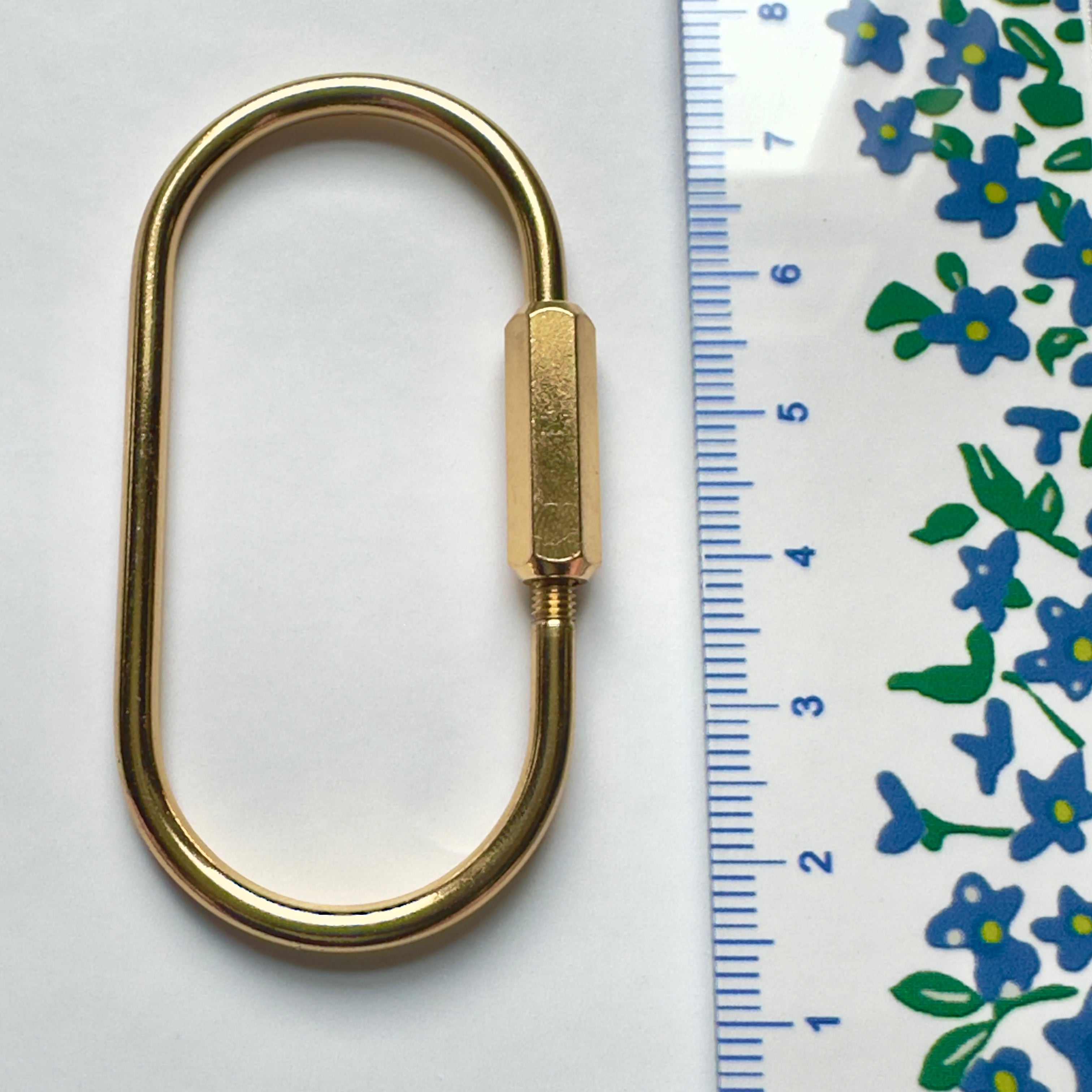 Solid Brass Oval Charm Holder Keychain
