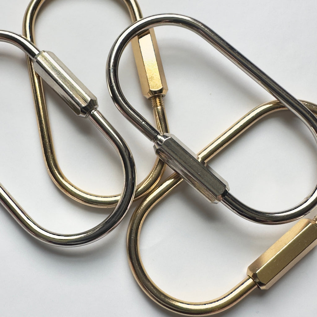 Solid Brass Oval Charm Holder Keychain