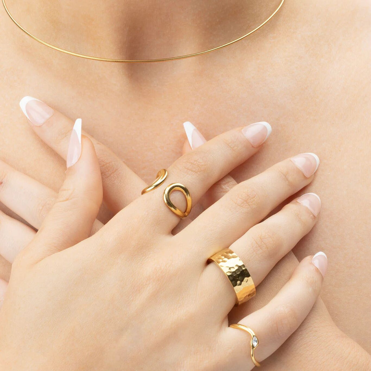 Crescent cuff adjustable ring