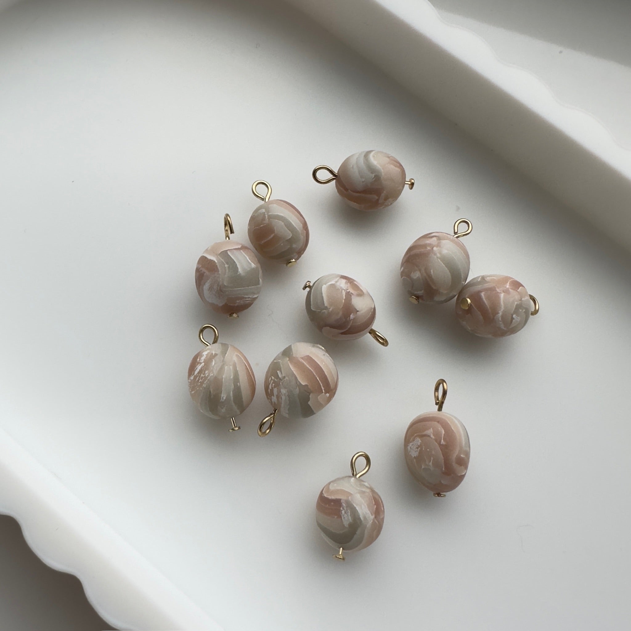 Softly Layered Blush Bead Charm