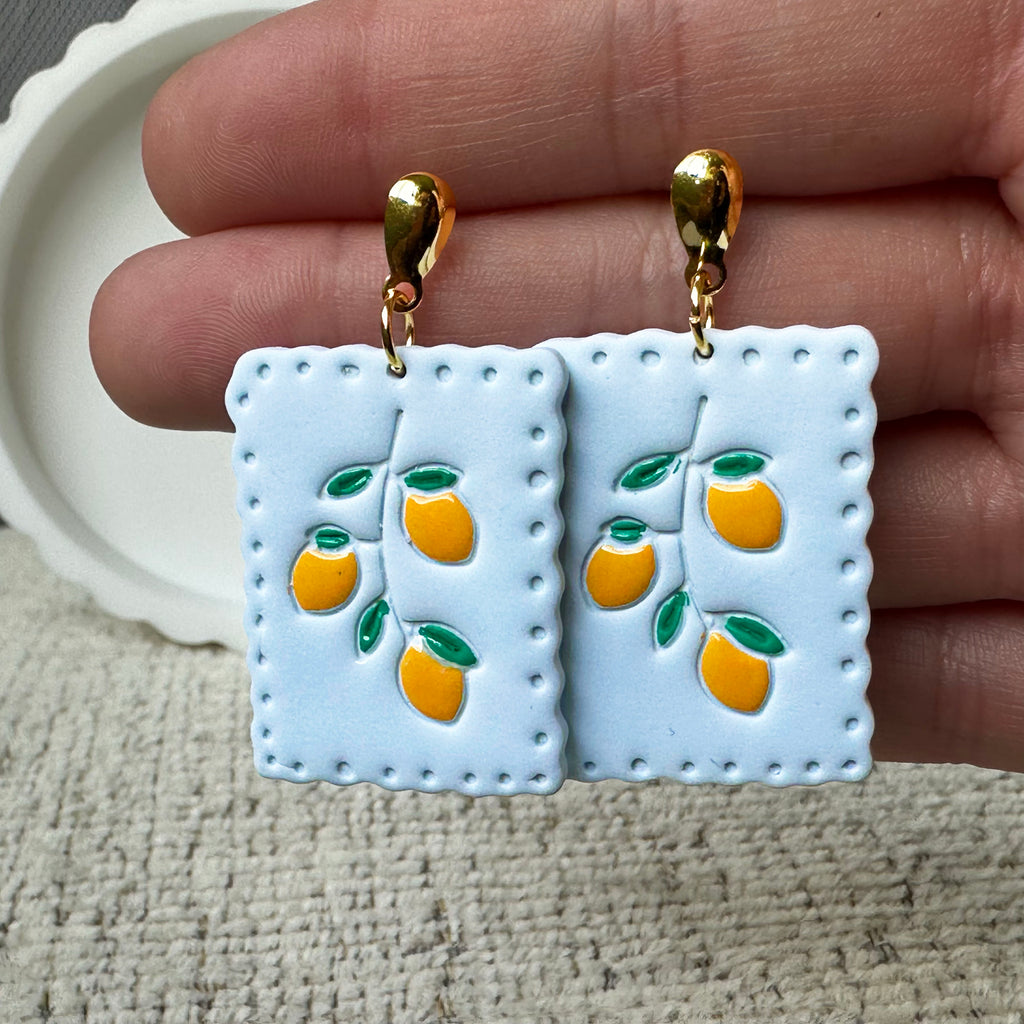 Lemon Grove Stamp Dangle Earrings