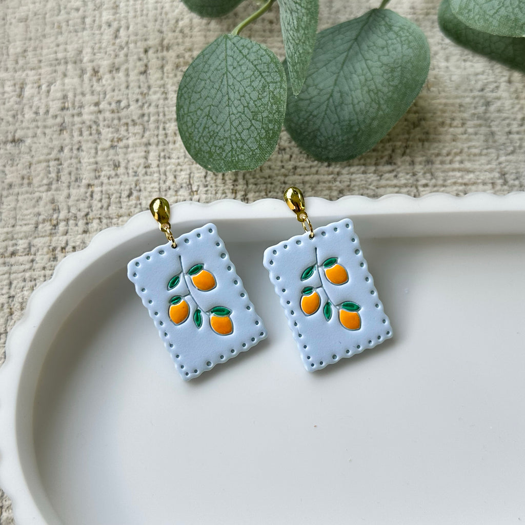 Lemon Grove Stamp Dangle Earrings