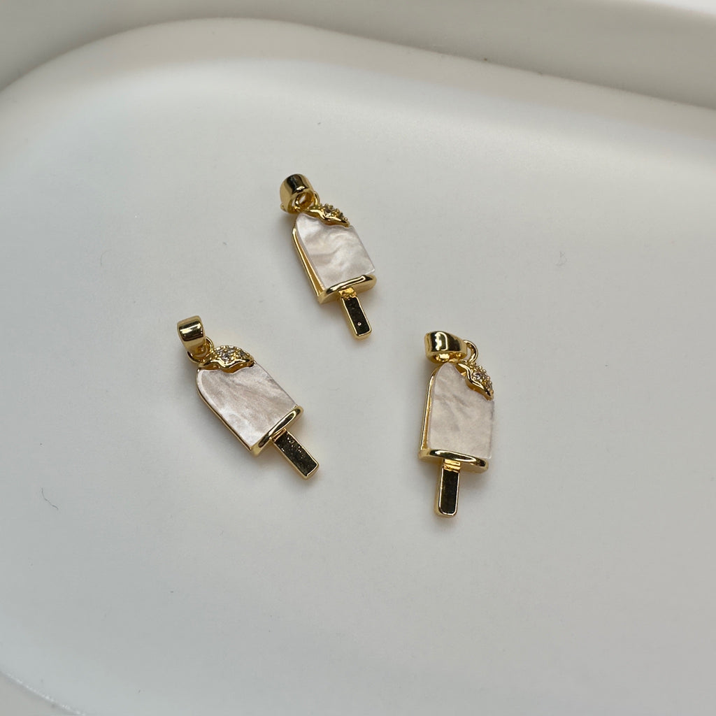 Gold Lollipop Charm with Mother of Pearl
