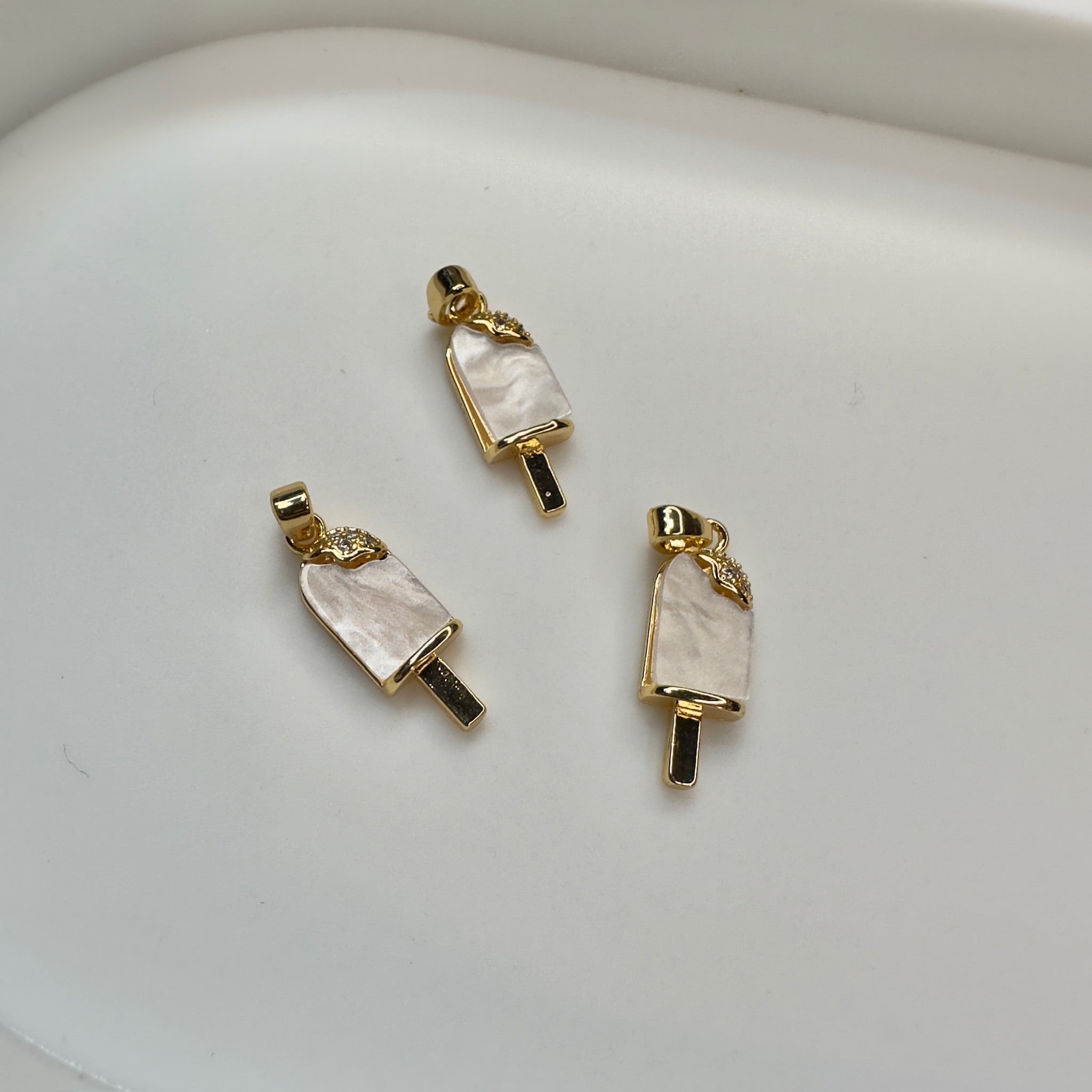 Gold Lollipop Charm with Mother of Pearl