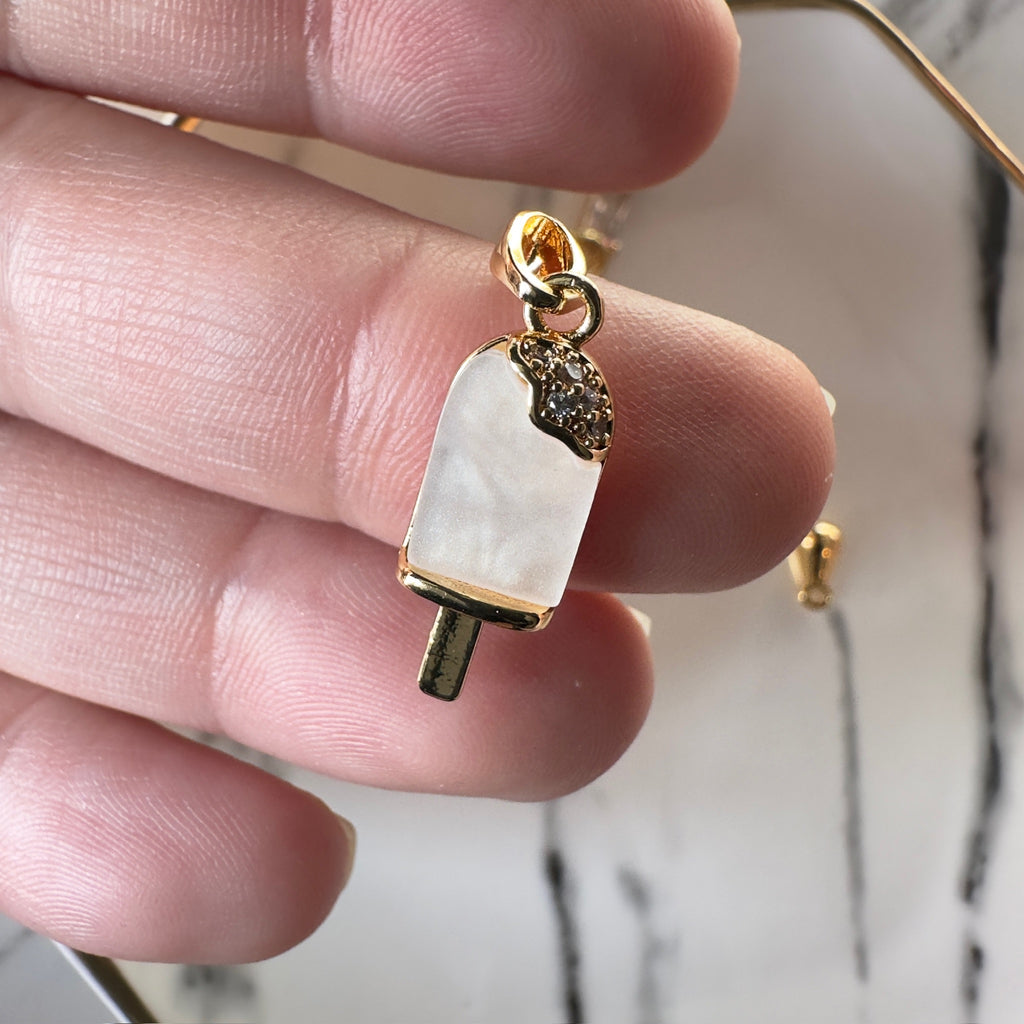 Gold Lollipop Charm with Mother of Pearl