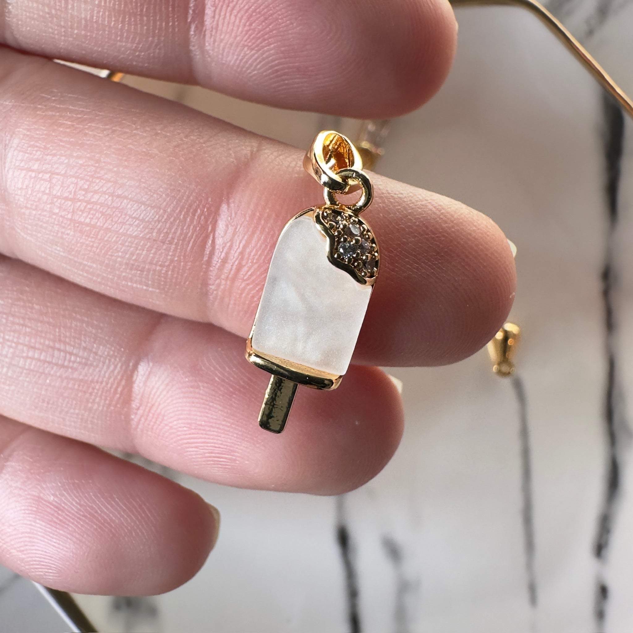 Gold Lollipop Charm with Mother of Pearl