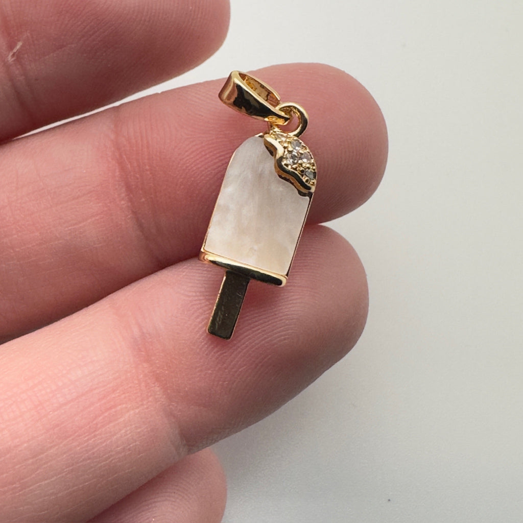 Gold Lollipop Charm with Mother of Pearl