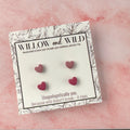 Mini Hearts Stud Set in Pink Crush