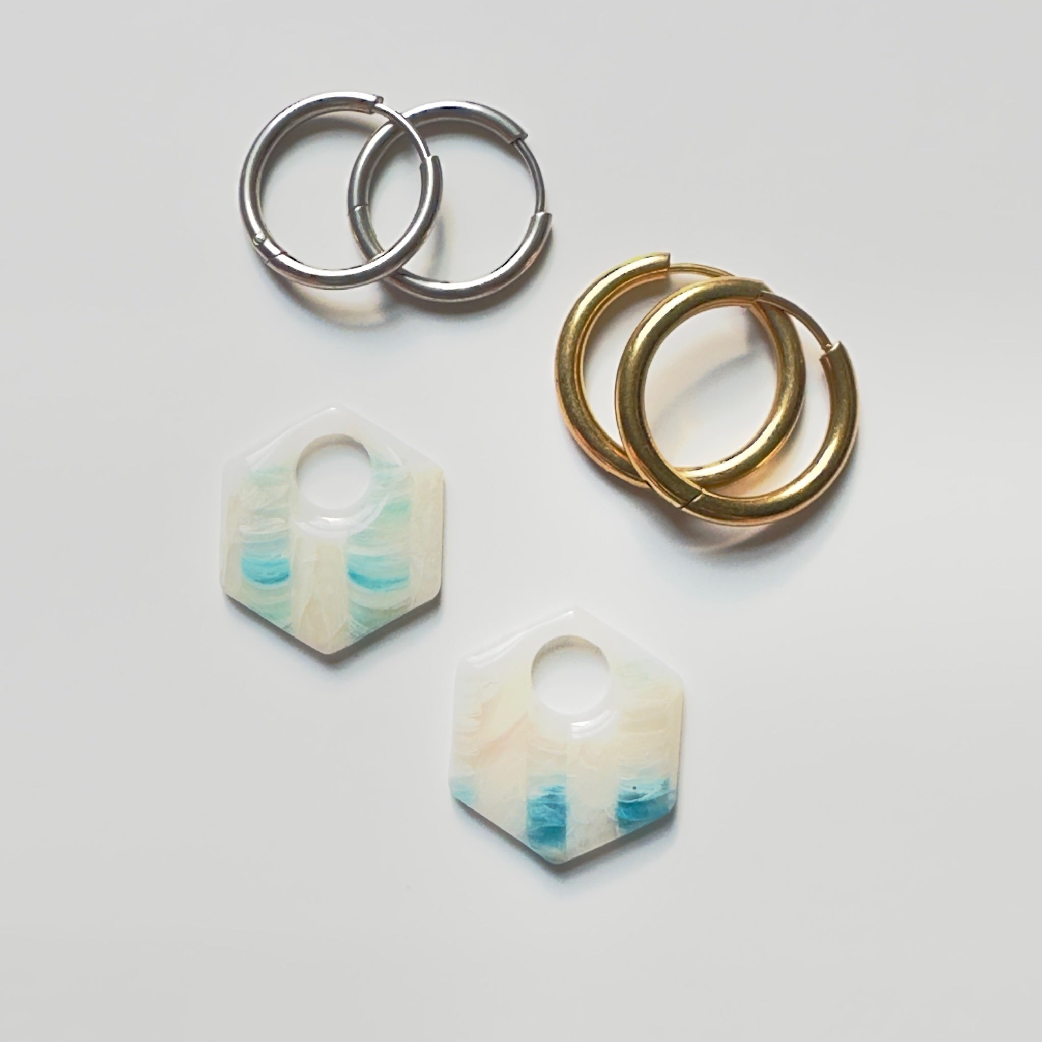 Layered Aqua Hoop Charms