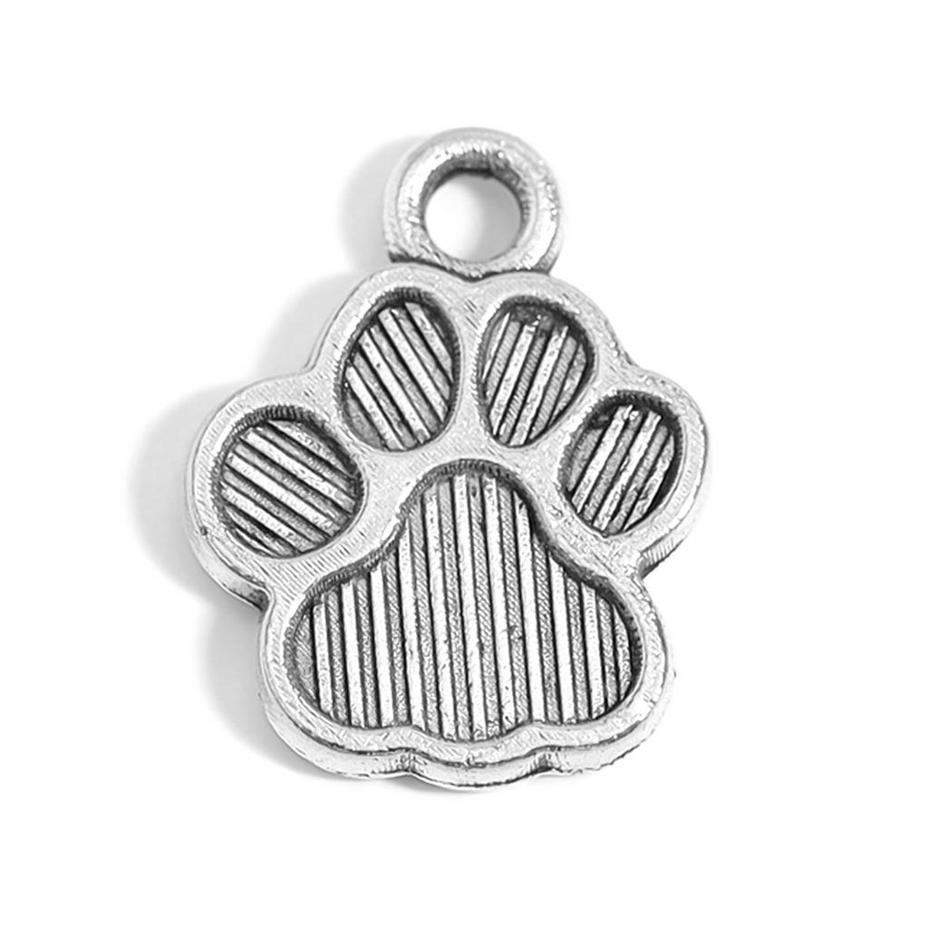 Textured silver paw print charm