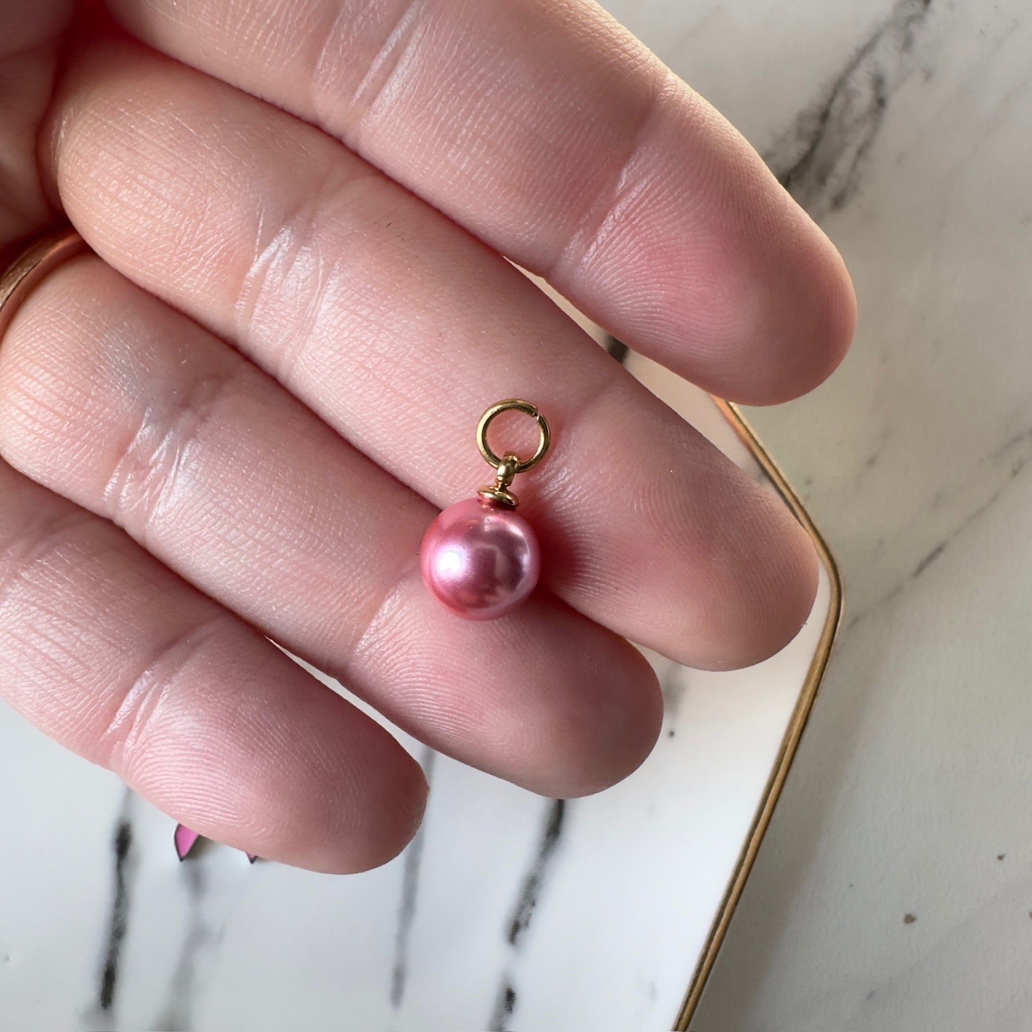 Pink Pearl Charm - PVD