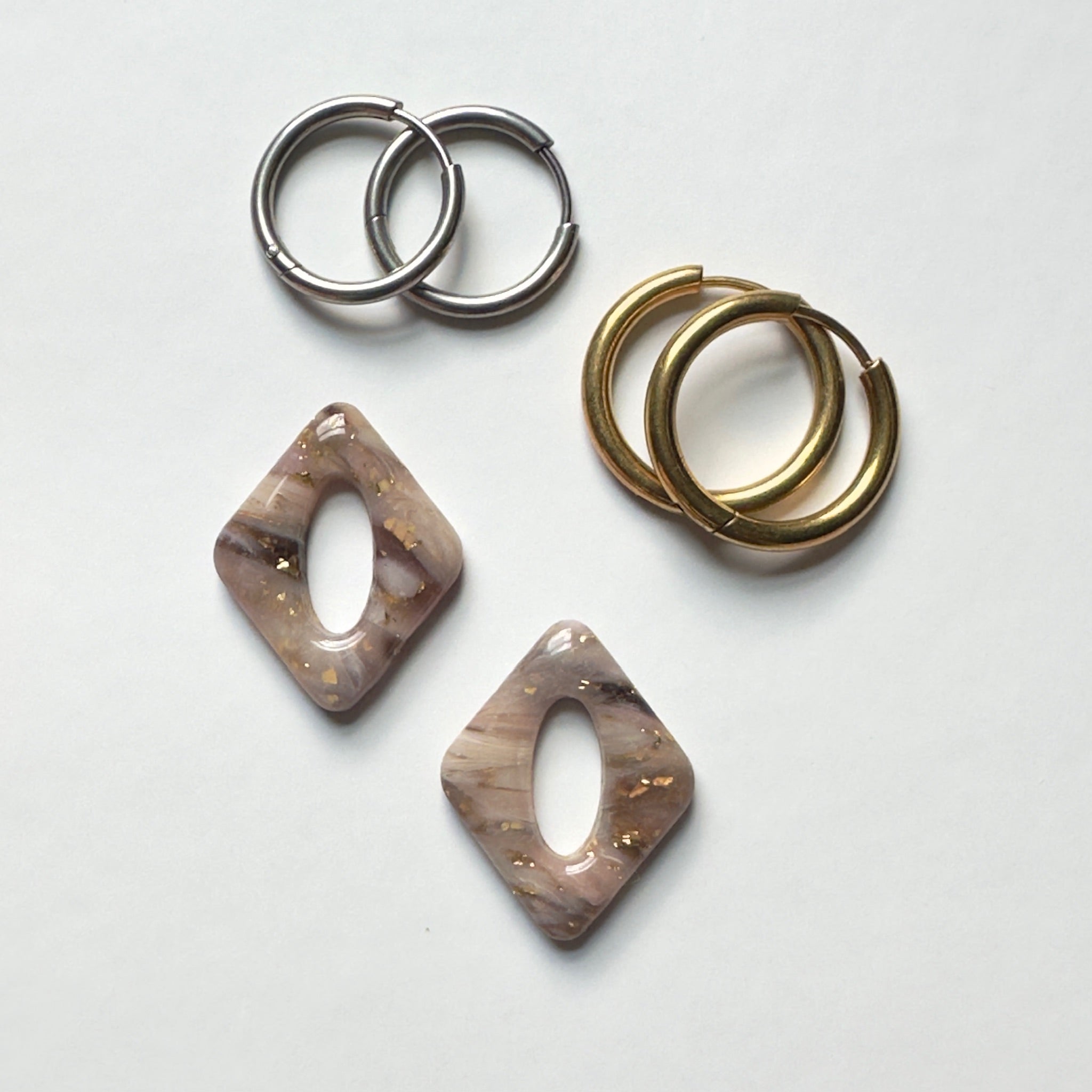 Diamond Stone Hoop Charms