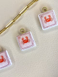 Coastal Postage Stamp Crab Charm