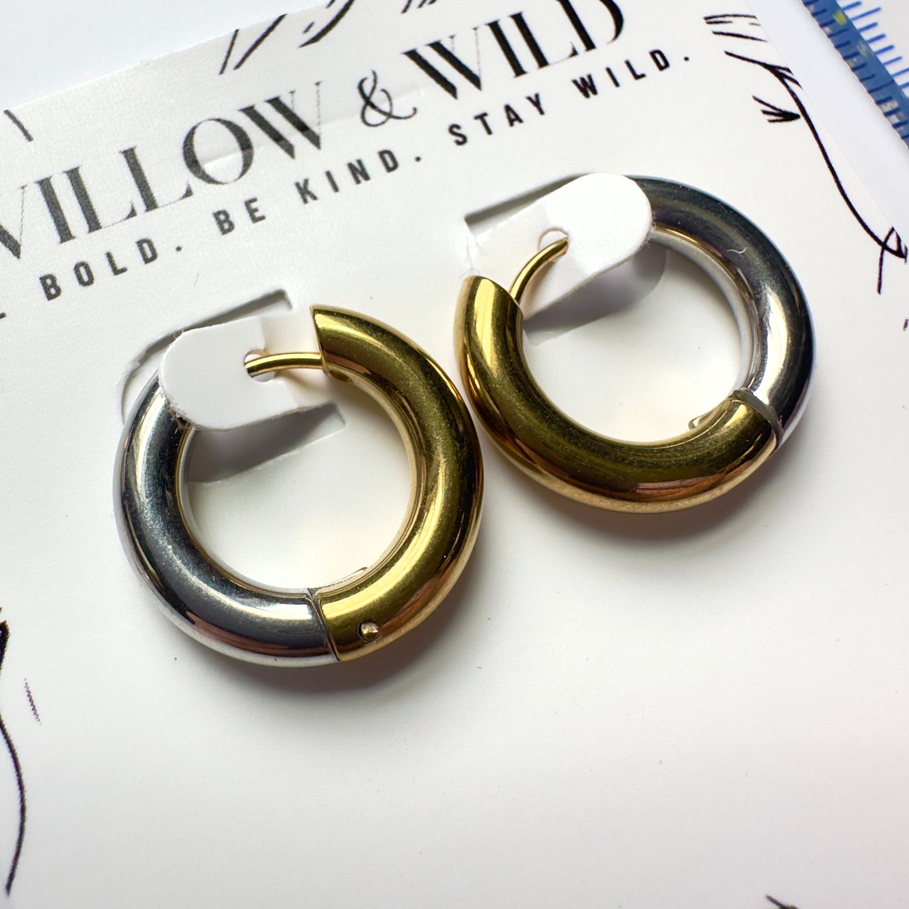 Mixed Metal Main Character Hoop Earrings