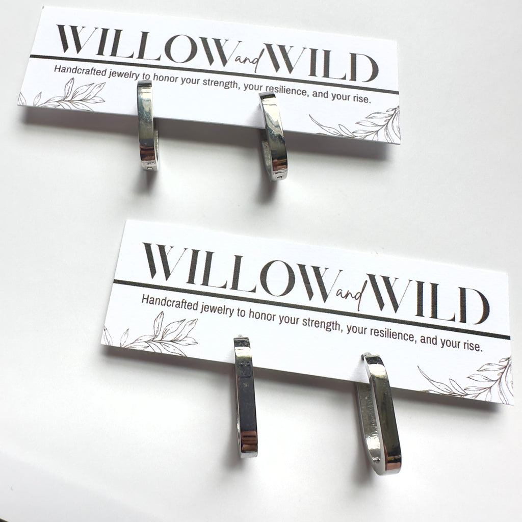Modern Rectangle Interchangeable Charm Hoops