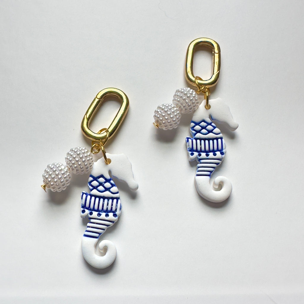 Blue Tide Seahorse Keychain Charm