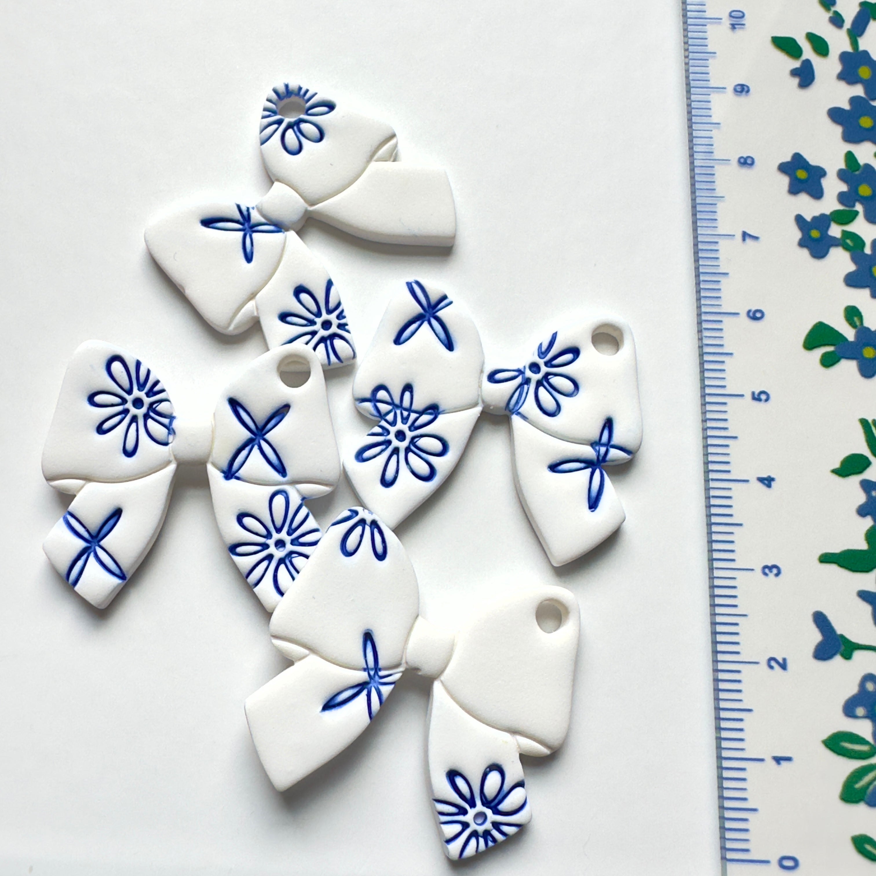 Blue Bloom Bow Keychain Charm