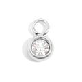 Small clear cubic zirconia charm in stainless steel